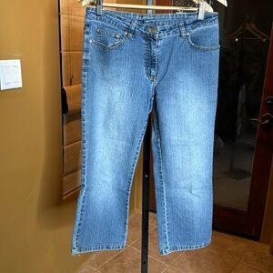 Vintage Lily Pulitzer Crop Rhinestone Palm Tree Jeans Size 6